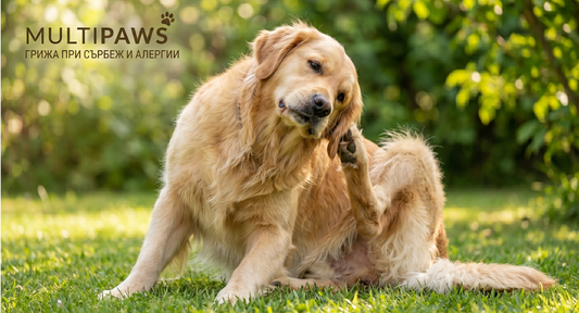 Куче се чеше постоянно заради сърбеж и кожни проблеми. MultiPaws натурална грижа при алергии.